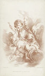 Tre putti giocosi sulle nuvole