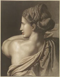 Donna che indica, vista di schiena