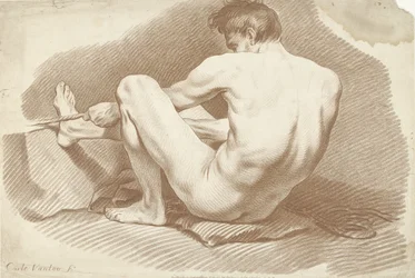 Nudo maschile seduto con corda
