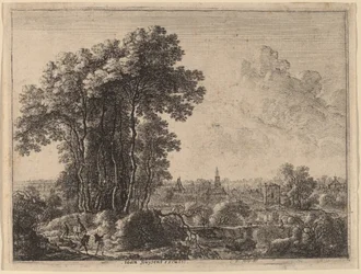 Paesaggio con cavaliere e tre viaggiatori