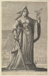 Una donna cristiana francese Une Dame Chrétienne et Française, 1647. Creatori: Gilles Rousselet, Abraham Bosse