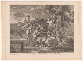 Sacra Famiglia con putti vicino a un melo