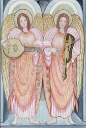 Due angeli che suonano strumenti