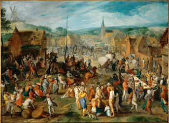 Festa di maggio in un villaggio (olio su tavola)