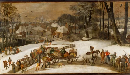 Spedizione militare in inverno (olio su tela)