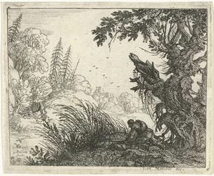 Paesaggio con un cacciatore