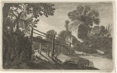 Ponte di legno presso una rovina
