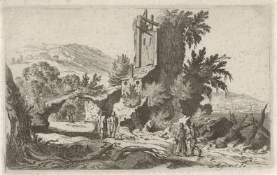 Passeggiatori presso una rovina (serie di sei paesaggi)