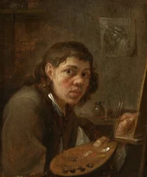 Autoritratto nello studio, 1645 circa (olio su tavola)