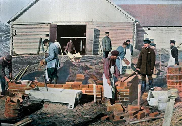 Costruttori fuori Mosca, Russia, c1890