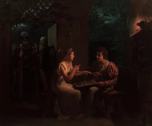 Ferdinando e Miranda che giocano a scacchi