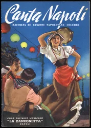 Napoli: raccolta di famose canzoni napoletane: "" Canta Napoli "". La copertina è illustrata da Gino Boccasile (1901-1952), intorno al 1937.