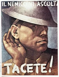 Tacete, il nemico vi ascolta - Manifesto di propaganda italiana, ca. 1942. Illustrazione di Gino Boccasile (1901-1952)