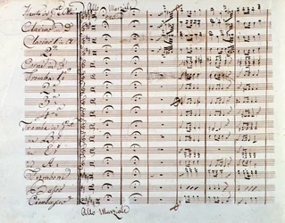 Pagina di spartito musicale de La gazza ladra di Gioacchino Rossini