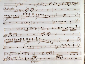 Pagina della partitura musicale della sinfonia de Il turco in Italia di Gioacchino Rossini