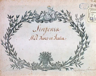 Pagina della partitura musicale della sinfonia de Il turco in Italia di Gioacchino Rossini