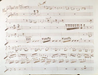 Pagina della partitura musicale per violino per la sinfonia in Cenerentola, o La bontà trionfante di Gioacchino Rossini