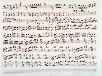 Pagina della partitura musicale per violino di una sinfonia di Gioacchino Rossini