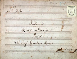 Spartito per la sinfonia ridotta per pianoforte di Otello, opera di Gioacchino Rossini