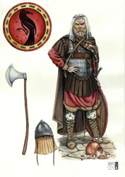 Medioevo: soldato della guardia varangiana (o guardia varegue), corpo d