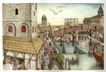 Medioevo: veduta del Ponte di Rialto nell