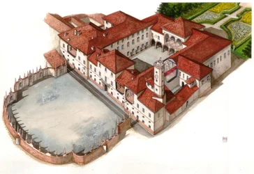 Vista del palazzo Arese Borromeo, costruito nel XVII secolo, a Cesano Maderno, Italia