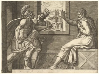 Caius Marius in prigione, due soldati cimbri entrano nella sua cella, 1560-69