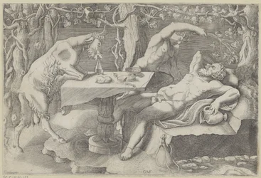 Silenus, un satiro e una capra