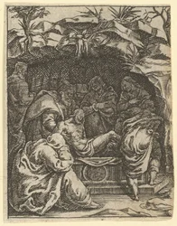 La Vergine dei Dolori: La sepoltura, uno dei nove compartimenti circostanti, entro il 1575