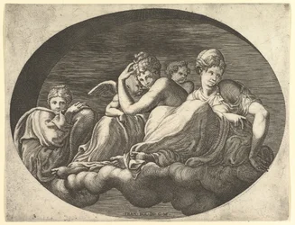 Venere e Cupido, altre due dee e un putto, da una serie di otto composizioni af..., 1560s