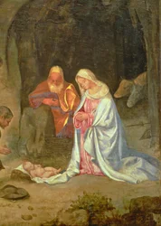 Adorazione dei pastori, dettaglio della Sacra Famiglia, c.1510 (pannello) (dettaglio)