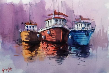 Barche colorate nel porto