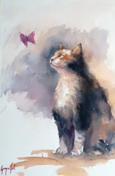 Il gatto curioso e la farfalla