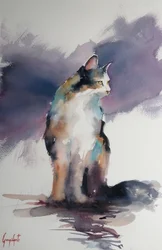 Gatto espressivo ad acquerello