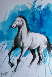 Cavallo al galoppo - Spruzzo blu