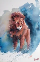 Maestoso leone ad acquerello