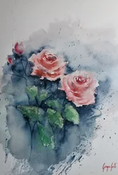 Rose rosa ad acquerello