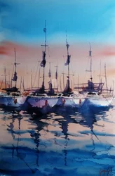 Barche a vela al tramonto