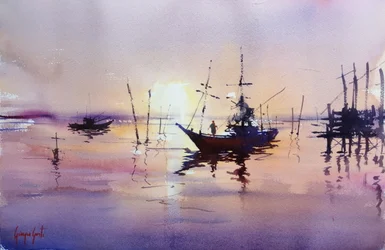 Riflessi tranquilli al tramonto