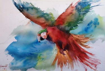 Un vivace ara in volo