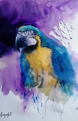Pappagallo dai vivaci colori ad acquerello