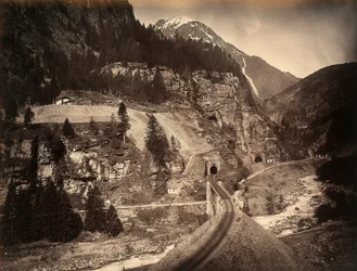 Un tratto della ferrovia del San Gottardo a Faido