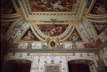 (dettaglio) della stanza di Lorenzo il Magnifico che rappresenta la sua visita a Napoli (affresco)