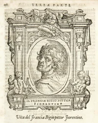 Milan, Braidense Library, Vite de piv excellent, Giorgio Vasari 1568, Francesco di Cristofano called Il Franciabigio