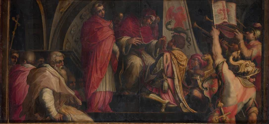 Papa Clemente IV consegna i suoi insegni ai capitani del Partito Guelfo, 1563-1565