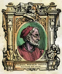 Ritratto di Baldassarre Peruzzi, architetto e pittore senese. Incisione da Le Vite di Giorgio Vasari