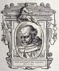Ritratto di Beato Angelico detto Fra Angelico (Guido Di Pietro Da Mugello) 1390-1455, pittore italiano. In "Vite dei più eccellenti pittori, scultori e architetti italiani" di Giorgio Vasari 1568