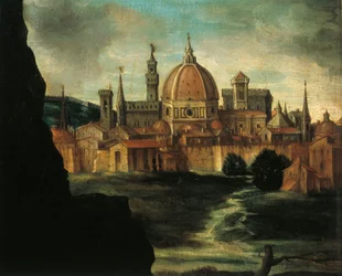 Ritratto del Duca Alessandro De Medici, Dettaglio: città di Firenze