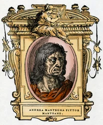 Ritratto del pittore Andrea Mantegna (1431-1506) Xilografia da "La vita dei pittori" di Giorgio Vasari