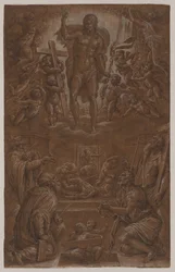 Il Cristo risorto adorato da santi e angeli